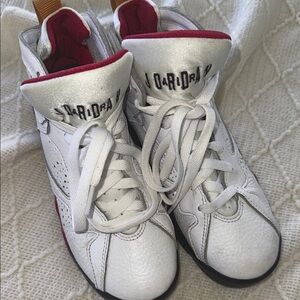 Jordan Kids White and Red Sneakers